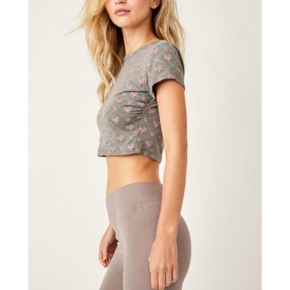 Free People Mix it Up Baby Tee in Charcoal Combo - Picture 2 of 9